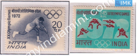 India 1972 MNH Xx Olympics Games 2V Set Hockey - buy online Indian stamps philately - myindiamint.com