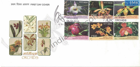 India 2016 Orchids of India 6v Set (Fdc)