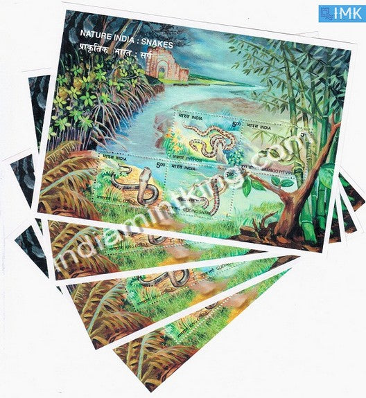 India 2003 Snakes Of India 4V MNH Miniature Sheet - buy online Indian stamps philately - myindiamint.com