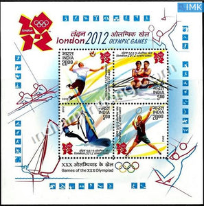India 2012 London Olympics  MNH Miniature Sheet - buy online Indian stamps philately - myindiamint.com