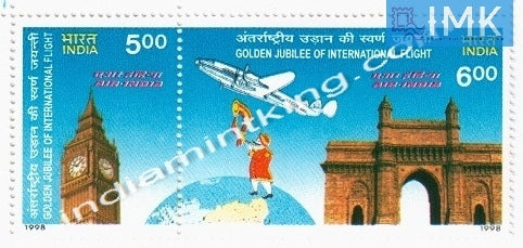 India MNH 1998 Air India International Services  Setenant - buy online Indian stamps philately - myindiamint.com