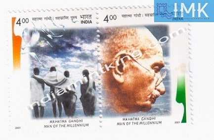India MNH 2001 Mahatma Gandhi Man Of The Millennium  Setenant - buy online Indian stamps philately - myindiamint.com