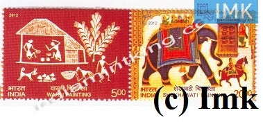 India MNH 2012 Shekhawati & Warli Paintings  Setenant - buy online Indian stamps philately - myindiamint.com