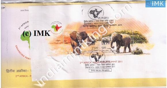 India 2011 2Nd Summit India-Africa (Miniature on FDC) #MSC 4 - buy online Indian stamps philately - myindiamint.com