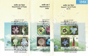 India 2013 Wild Flowers Set Of 3 Miniatures (Miniature on Brochure) #BRMS 4 - buy online Indian stamps philately - myindiamint.com