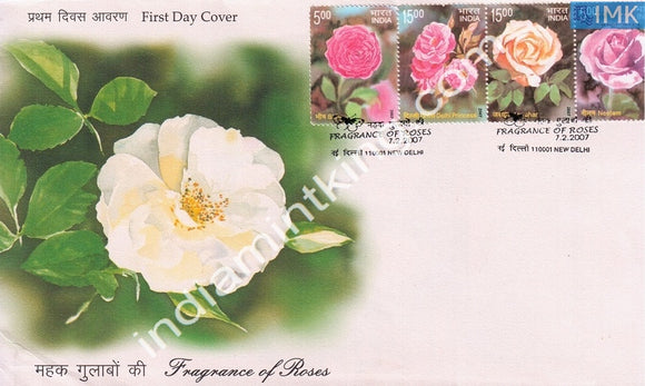India 2007 Frangrance Of Roses (Horizontal Setenant FDC) - buy online Indian stamps philately - myindiamint.com