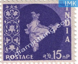 India MNH Definitive 3rd Series Map Wmk Ashokan 15np - buy online Indian stamps philately - myindiamint.com