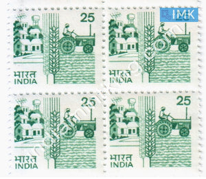 India MNH Definitive 6th Series Tractor 25p (Block B/L 4) - buy online Indian stamps philately - myindiamint.com