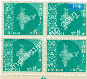 India MNH Definitive 3rd Series Map Wmk Ashokan 8np (Block B/L 4) - buy online Indian stamps philately - myindiamint.com