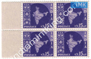 India MNH Definitive 3rd Series Map Wmk Ashokan 15np (Block B/L 4) - buy online Indian stamps philately - myindiamint.com