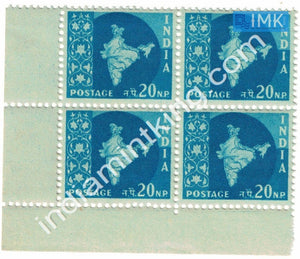 India MNH Definitive 3rd Series Map Wmk Ashokan 20np (Block B/L 4) - buy online Indian stamps philately - myindiamint.com
