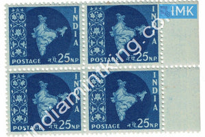 India MNH Definitive 3rd Series Map Wmk Ashokan 25np (Block B/L 4) - buy online Indian stamps philately - myindiamint.com