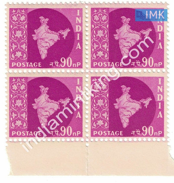 India MNH Definitive 3rd Series Map Wmk Ashokan 90np (Block B/L 4) - buy online Indian stamps philately - myindiamint.com