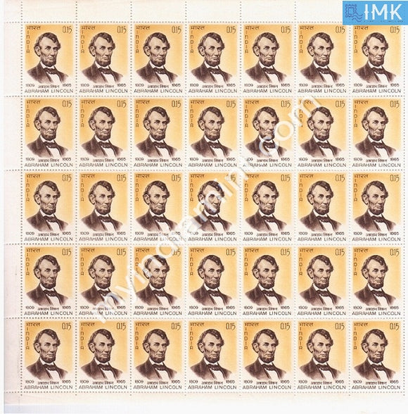 India 1965 MNH Abrahim Lincoln (Full Sheet) - buy online Indian stamps philately - myindiamint.com