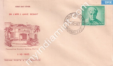 India 1963 FDC Annie Besant (FDC) - buy online Indian stamps philately - myindiamint.com