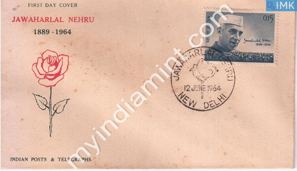 India 1964 FDC Jawaharlal Nehru Mourning Issue (FDC) - buy online Indian stamps philately - myindiamint.com