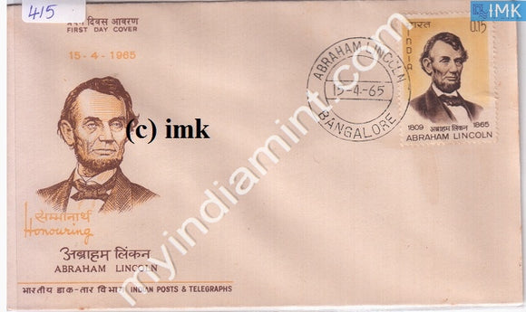 India 1965 FDC Abrahim Lincoln (FDC) - buy online Indian stamps philately - myindiamint.com