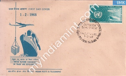 India 1968 FDC 2Nd United Nations Conference On Trade & Development (FDC) - buy online Indian stamps philately - myindiamint.com