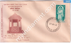 India 1968 FDC Sister Nivedita (FDC) - buy online Indian stamps philately - myindiamint.com