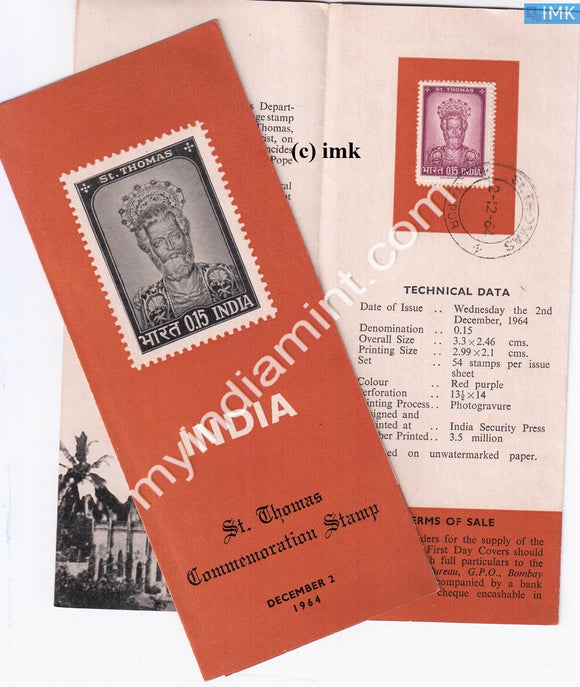 India 1964 St. Thomas (Apostle) (Cancelled Brochure) - buy online Indian stamps philately - myindiamint.com