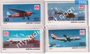 India 1979 MNH Air Mail India-80 2Nd Issue 4V Set - buy online Indian stamps philately - myindiamint.com