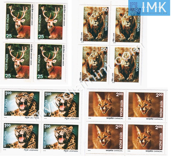 India 1976 MNH Indian Wild Life 4V Set (Block B/L 4) - buy online Indian stamps philately - myindiamint.com