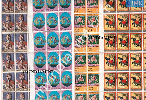 India 1973 MNH Indian Miniature Paintings 4V Set (Full Sheets) - buy online Indian stamps philately - myindiamint.com