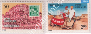India 1986 MNH Inpex-86 Philatelic Exhibition Jaipur Set Of 2v - buy online Indian stamps philately - myindiamint.com