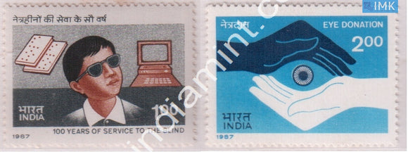 India 1987 MNH Service To Blind Set Of 2v - buy online Indian stamps philately - myindiamint.com