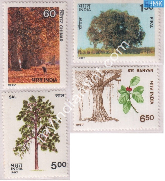 India 1987 MNH Indian Trees Set Of 4v - buy online Indian stamps philately - myindiamint.com