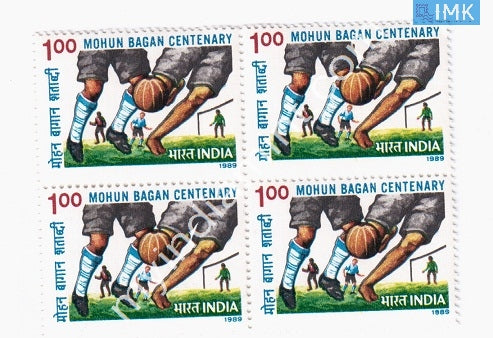 India 1989 MNH Mohun Bagan Football Club (Block B/L 4) - buy online Indian stamps philately - myindiamint.com