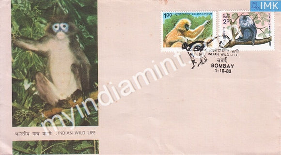 India 1983 Indian Primates Set Of 2v Golden Langur (FDC) - buy online Indian stamps philately - myindiamint.com
