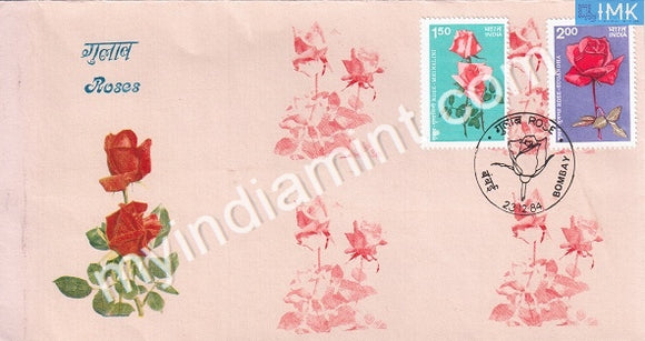 India 1984 Indian Roses Set Of 2v (FDC) - buy online Indian stamps philately - myindiamint.com