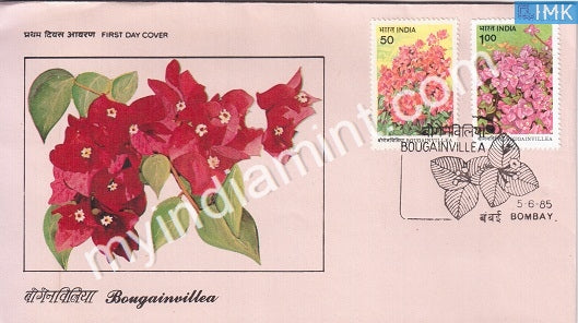 India 1985 Bougainvillea Set Of 2v (FDC) - buy online Indian stamps philately - myindiamint.com