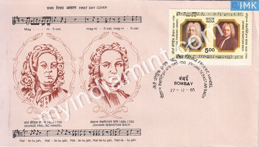 India 1985 George Frideric Handel & Sebastian Bach (FDC) - buy online Indian stamps philately - myindiamint.com