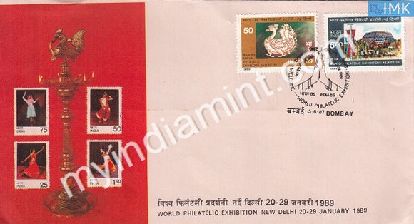 India 1987 India 89 Exhibition Set Of 2v Logo & Venue (FDC) - buy online Indian stamps philately - myindiamint.com