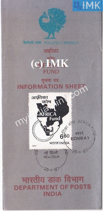 India 1987 Africa Fund (Cancelled Brochure) - buy online Indian stamps philately - myindiamint.com