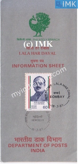India 1987 Lala Har Dayal (Cancelled Brochure) - buy online Indian stamps philately - myindiamint.com