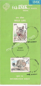 India 1987 Wild Life Set Of 2v White Tiger & Snow Leopard (Cancelled Brochure) - buy online Indian stamps philately - myindiamint.com