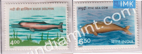 India 1991 MNH Endangered Marine Mammals Set Of 2v - buy online Indian stamps philately - myindiamint.com