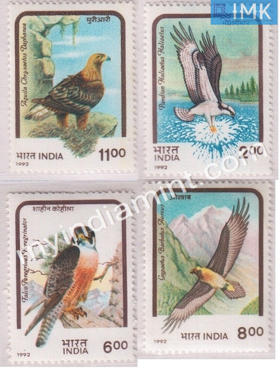 India 1992 MNH Birds Of Prey Set Of 4v - buy online Indian stamps philately - myindiamint.com