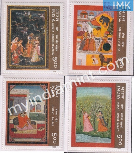 India 1996 MNH Ritu Rang Miniature Painting Set Of 4v - buy online Indian stamps philately - myindiamint.com