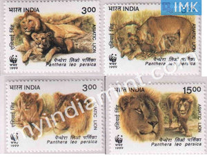 India 1999 MNH Endangered Species Asiatic Lion Set Of 4v - buy online Indian stamps philately - myindiamint.com