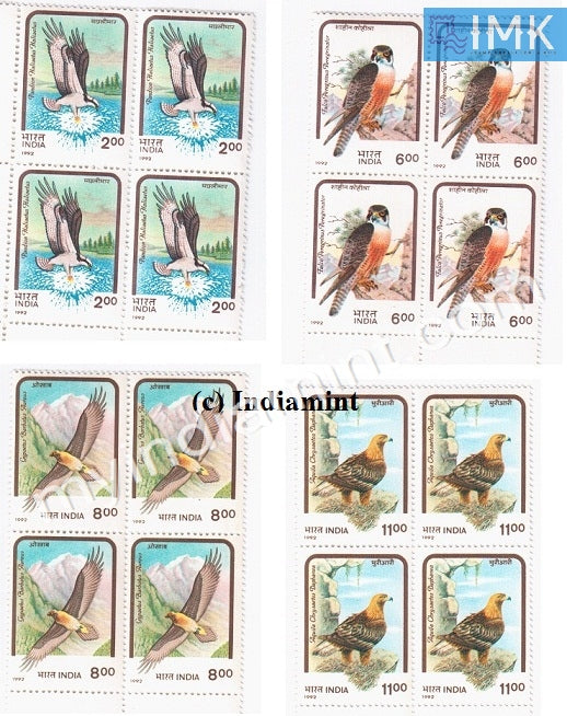 India 1992 MNH Birds Of Prey Set Of 4v (Block B/L 4) - buy online Indian stamps philately - myindiamint.com