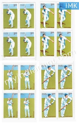India 1996 MNH Cricketers Of India Set Of 4v (Block B/L 4) - buy online Indian stamps philately - myindiamint.com