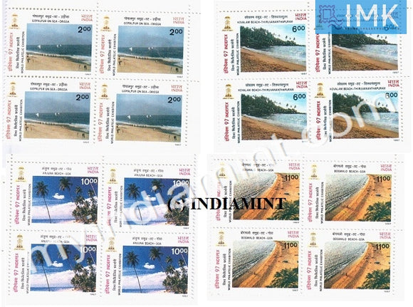 India 1997 MNH Beaches Of India Set Of 4v (Block B/L 4) - buy online Indian stamps philately - myindiamint.com