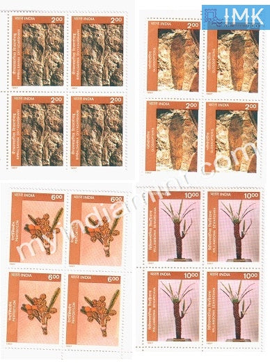 India 1997 MNH Birbal Sahni Institute Of Paleobotany Set Of 4v (Block B/L 4) - buy online Indian stamps philately - myindiamint.com