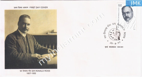 India 1997 Discovery Of Malaria By Sir Ronald Ross (FDC) - buy online Indian stamps philately - myindiamint.com
