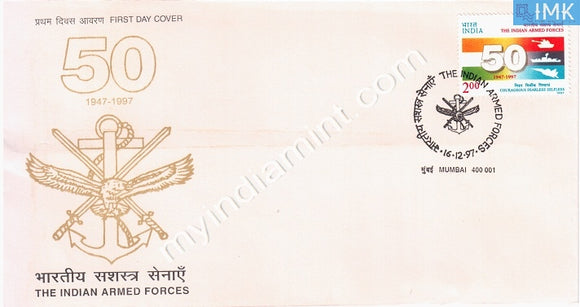 India 1997 50th Anniv. Of Indian Armed Forces (FDC) - buy online Indian stamps philately - myindiamint.com