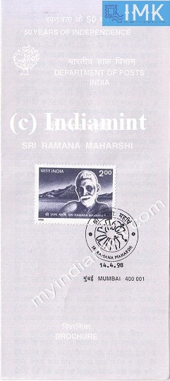 India 1998 Sri Ramana Maharshi (Cancelled Brochure) - buy online Indian stamps philately - myindiamint.com